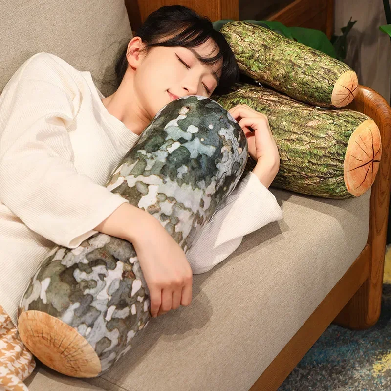 Soft Lifelike Stump Plush Pillow Stuffed Wood Toy Big Tree Sofa Cushion Creative Room Decoration Great Christmas Birthday Gift