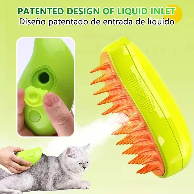 Cepillo eléctrico 3 en 1 para perros y gatos, cepillo de vapor para masaje, peine de aseo para mascotas, peines de depilación, SUMINISTROS DE ASEO para mascotas