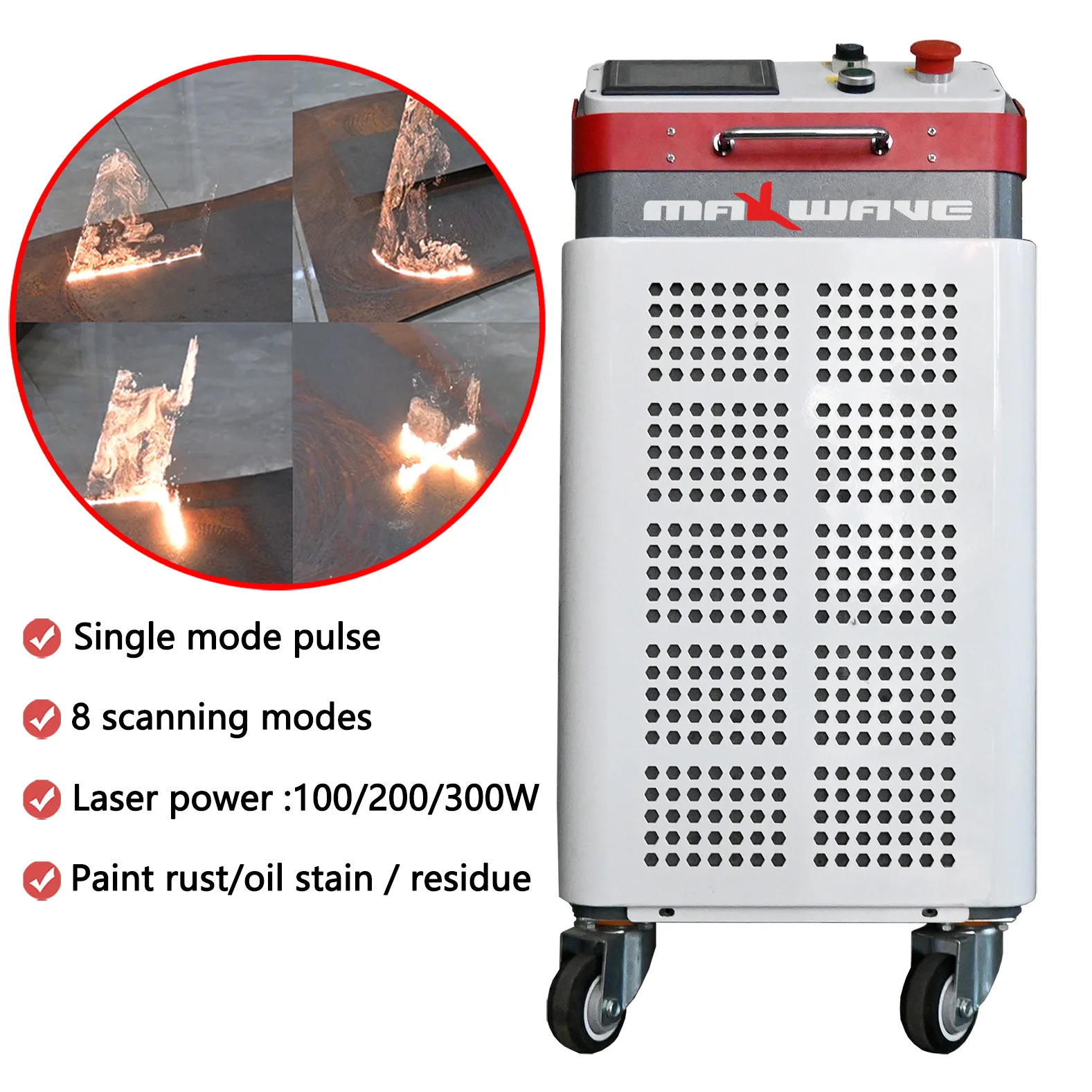 Cheap Portable 100W 200W 300W  Metal Laser Paint Rust Removal Mini Small Pulse laser cleaning machine