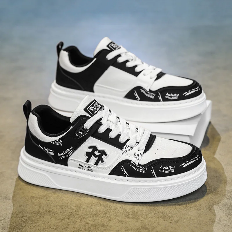 Men Leather Sports Shoes Outdoor Comfortable Fashion Sneakers Soft Sole Class Anti Slip Flat Cheap New Trends 2026 Mens Footwear