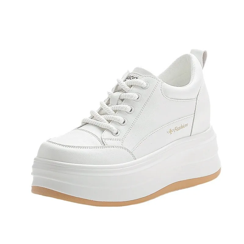 

Женские кроссовки-лоферы на платформе из натуральной кожи, 8 см, на вулканизированной подошве, летние, весенне-осенние, удобные, на толстой подошве, размеры 34-39