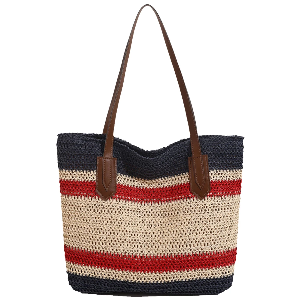 

Соломенная сумка на плечо для женщин, большая вместительная летняя пляжная сумка, тканая сумка-хобо, сумка через плечо для путешествий, праздничных покупок