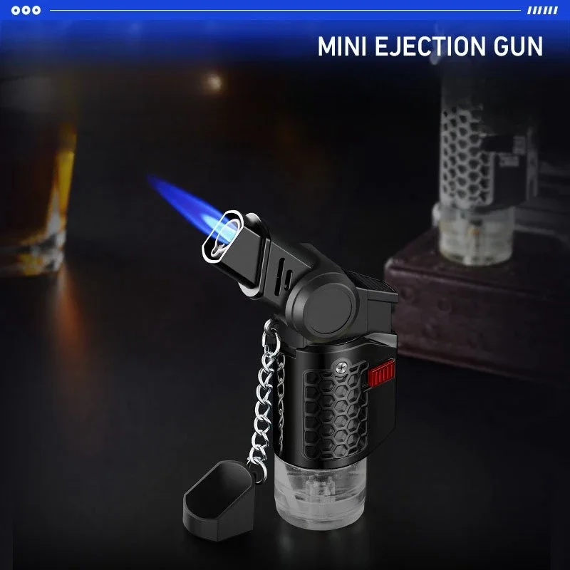 2024 Creative Mini Folding Windprood Jet Flame Spray Gun Torch Gas Lighter Visual Gas Window Lock Switch Portable Cigar Lighters