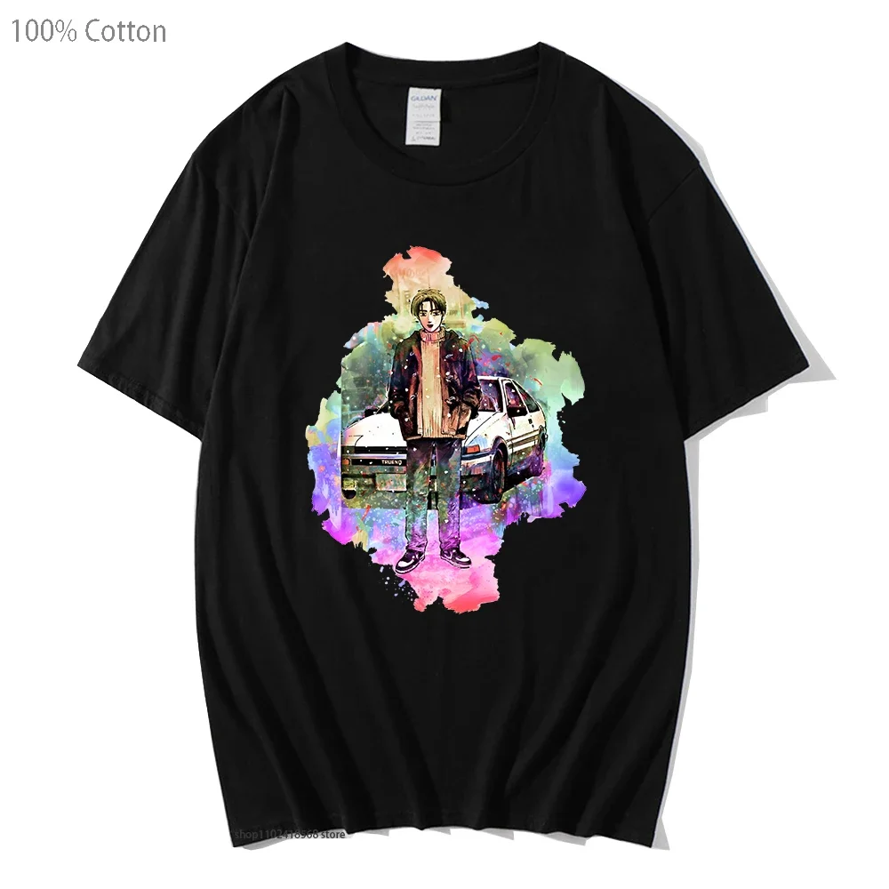 

Initial D Tshirt Takumi AE86 Watercolor T-Shirts Women Short Sleeve Tees Japanese 100% Cotton Tops Men Clothing Tops Y2K Clothes