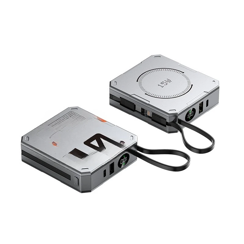 Magnetic wireless fast charging power bank portable large capacity self-contained cable 10000 amps mobile power supply