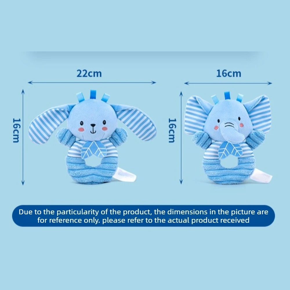 2 Buah Mainan Kerincingan Bayi Lembut Warna Biru Segar, Boneka Mewah Lucu yang Menenangkan, Mainan Cincin Pegangan Nyaman Cocok untuk Bayi Usia 0-1 Tahun