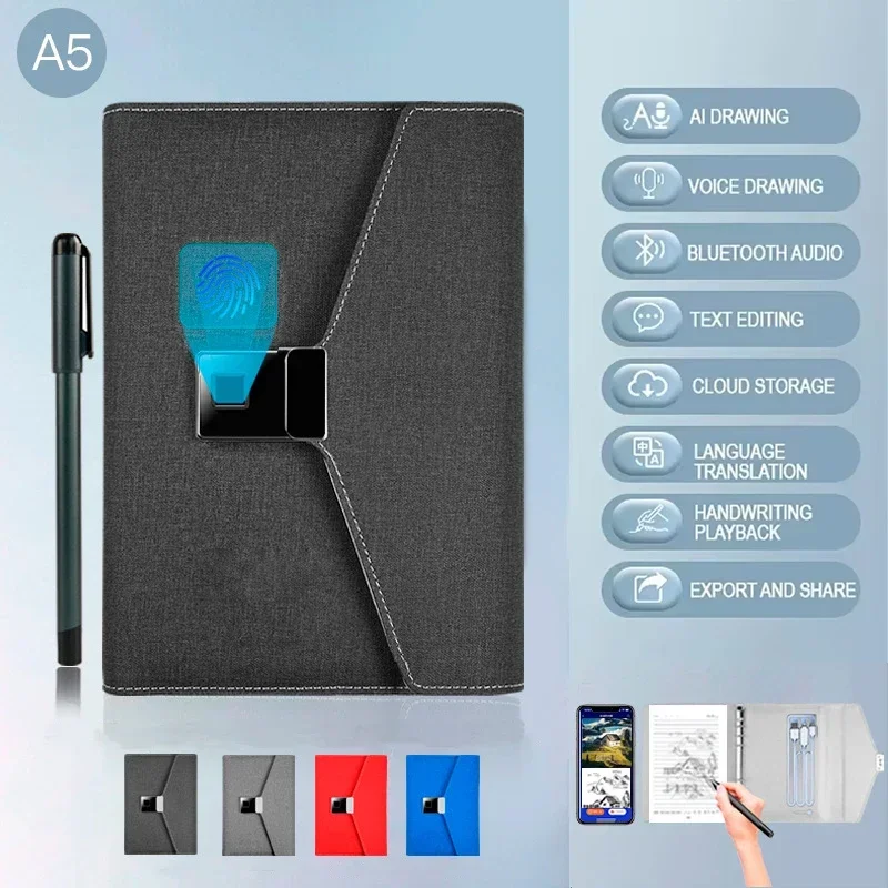 Smart Sync Pen Diary Book Cloud AI,Voice Drawing Bluetooth Handwriting Notebook for Student Designer Business Man Record Notes