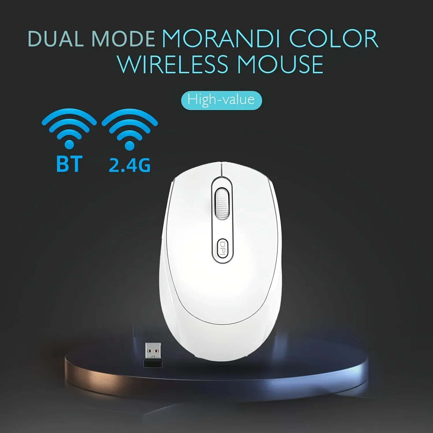 Dual-Mode Wireless Mouse, 2.4G+BT Ergonomic Optical Computer Mouse, 2.4G USB Mice For Laptop Pad PC Tablet Macbook Wireless Mice
