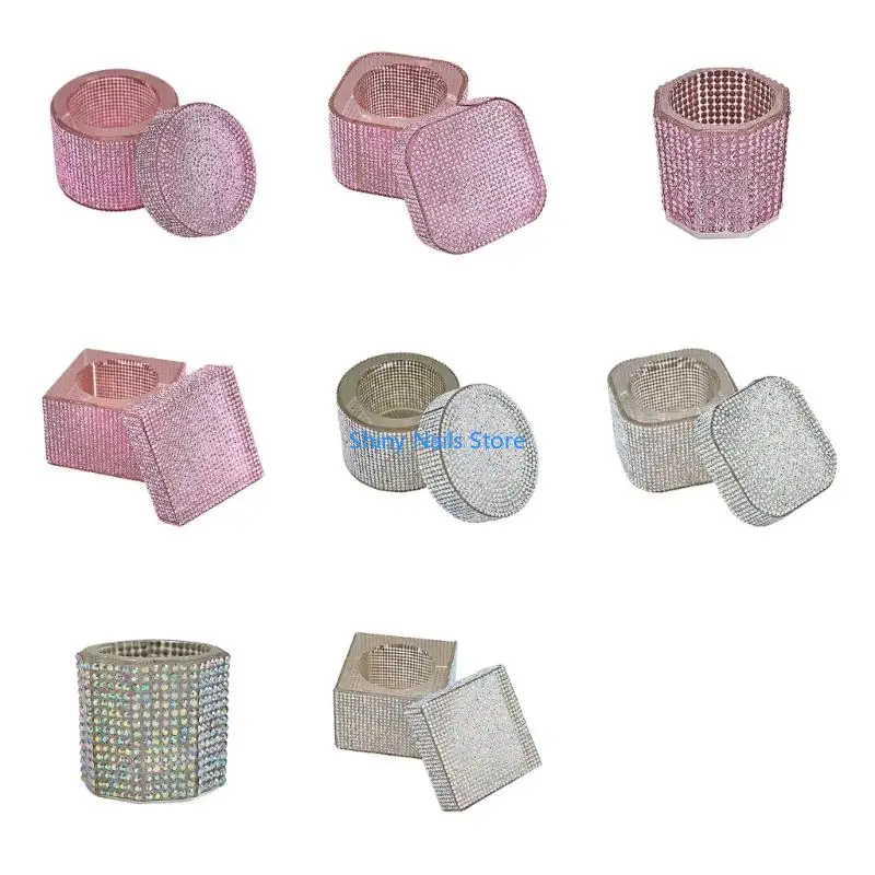

Premium Rhinestones Manicure Dish With Multipurpose Liquid Container Function