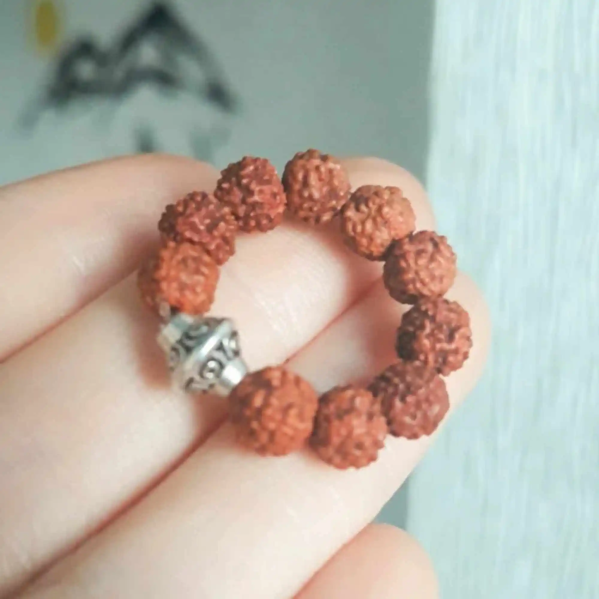 

Fashion Simple natural brown round Rudraksha 925 silver ring CARNIVAL New Year Freshwater Thanksgiving Classic Accessories