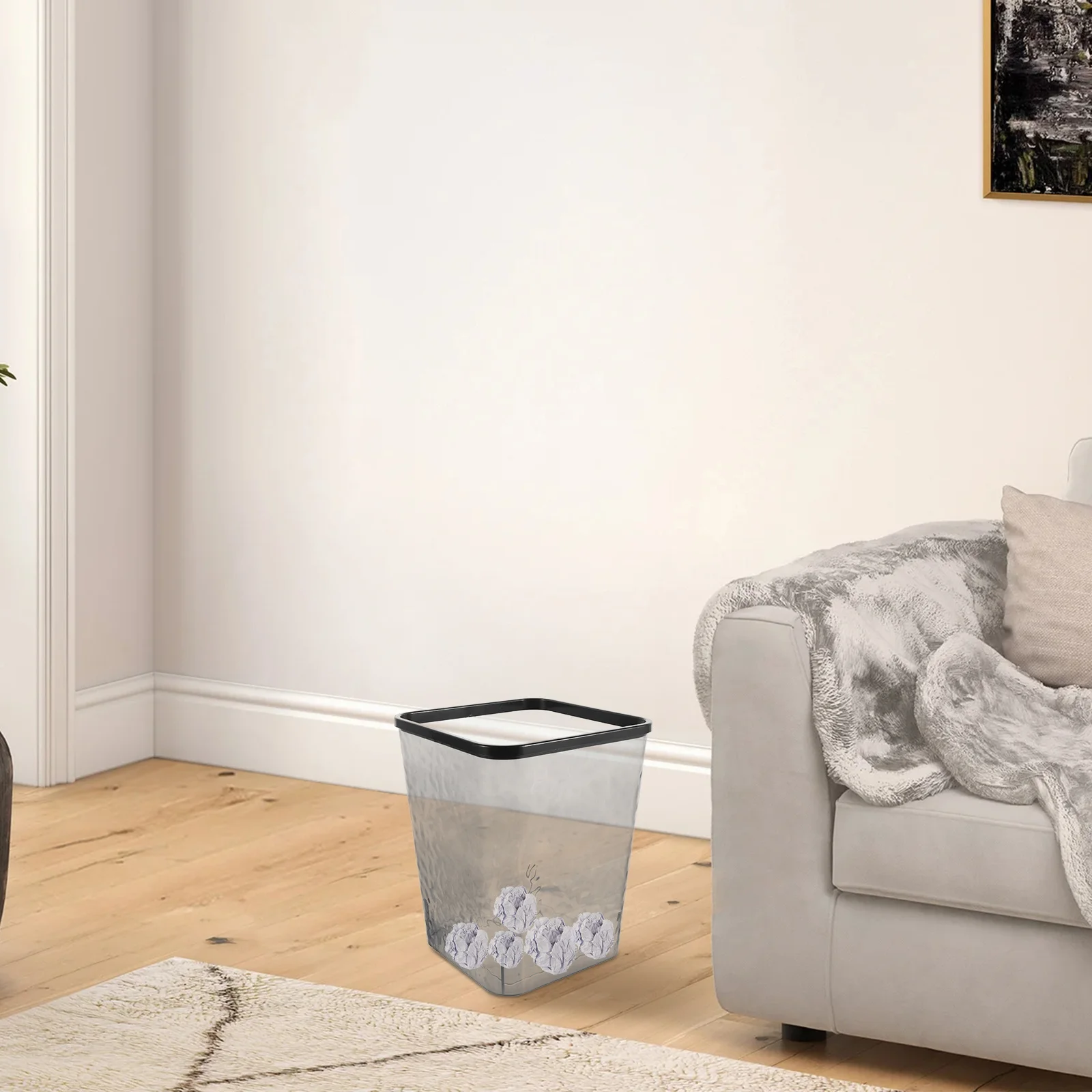 

Large Capacity Transparent Trash Bin for Kitchen Bathroom Bedroom Living Room Plastic Waste Container Rubbish Bin