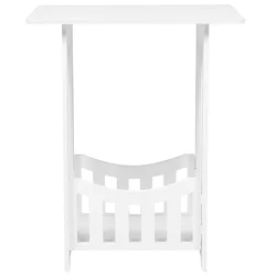 White End Table 2 Tier Boho Side Table Narrow Nightstand Storage Shelf Bedside Table Display Rack Small Spaces Bedroom Living