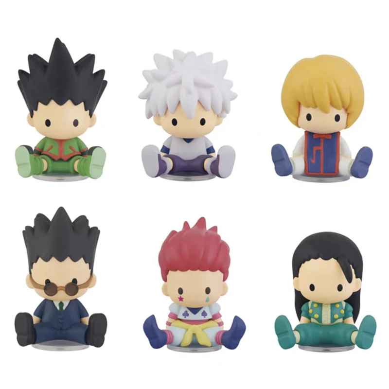 6cm Anime Leorio Hunter×hunter Doll Illumi Zoldyck Killua GON FREECSS Figure Cute Kurapika Figure Sitting Model PVC Cartoon Toys