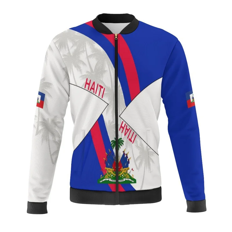 Haiti Flag Map 3d Print Jackets Men Bomber Jacket Oversize Harajuku Zipper Jacket Kid Street Tracksuits Male Outerwear Tops