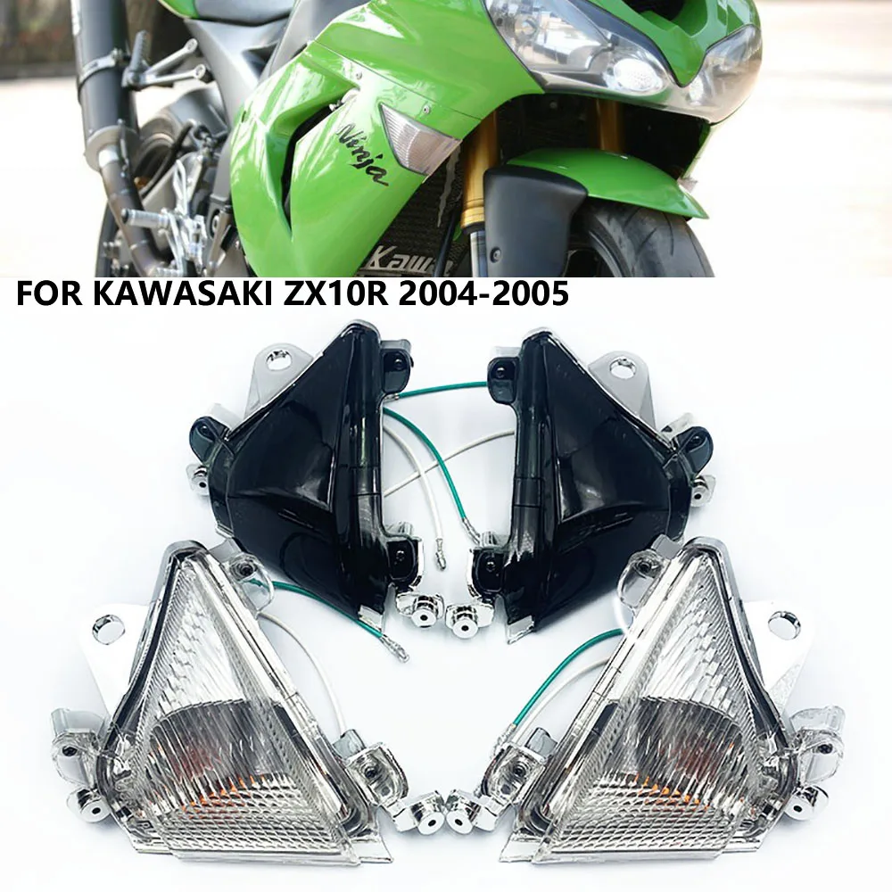 

LED/Bulb Front Left Right Turn Signals Blinker Indicator Lens Smoke For KAWASAKI Ninja ZX10 ZX10R ZX-10R ZX1000C 2004 2005