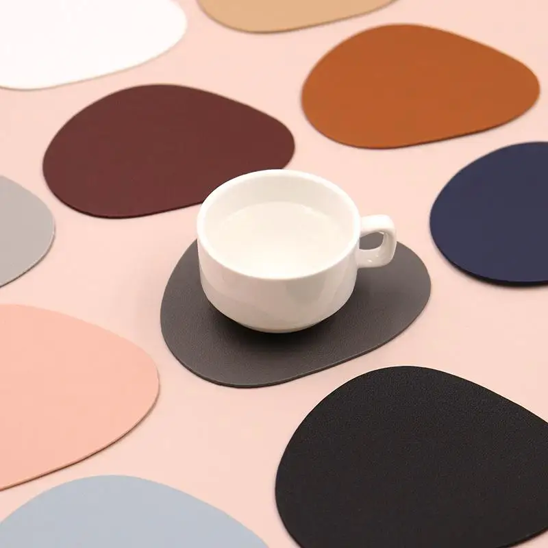 Imitation Leather Cup Mat Home Coaster Waterproof Oil Resistant Non-slip Pad Heat-insulating Tea Coffee Mug Drinks Holder