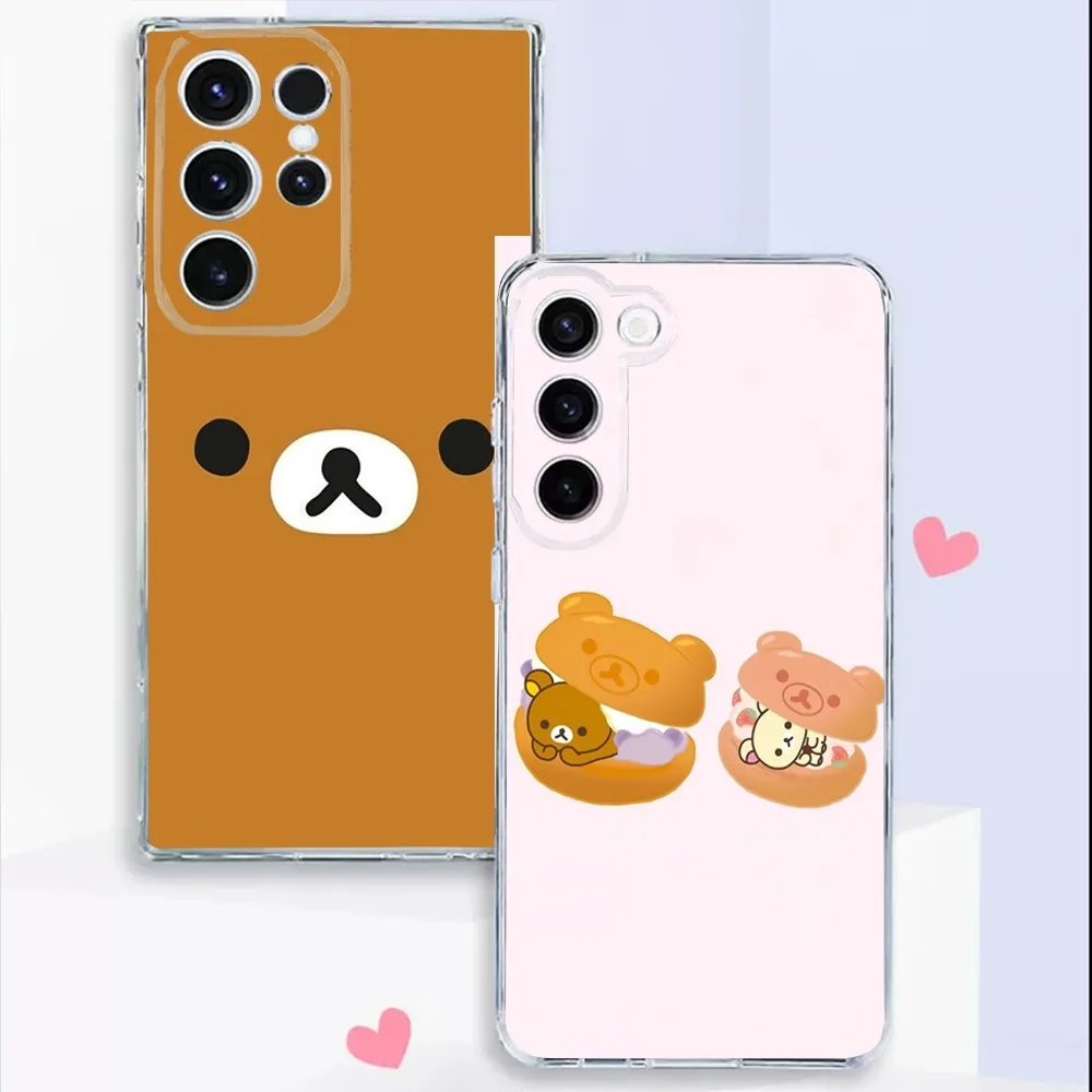 Cute R-Rilakkuma bear  Phone Case For Samsung S24,22,20,21 FE Ultra ,23,10,10E,S8,Plus Transparent Phone Shell