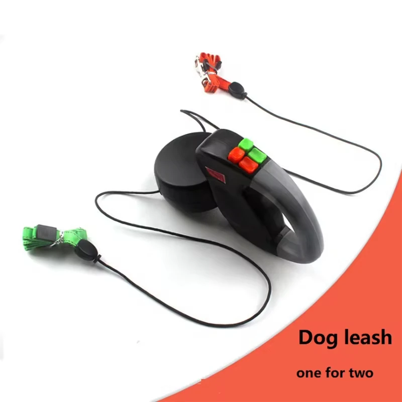 Two Dog Reflective Retractable Pet Leash Two-Wire Retractable Pet Leash Double End Anti-Winding Automatic Retractable Tow Rope