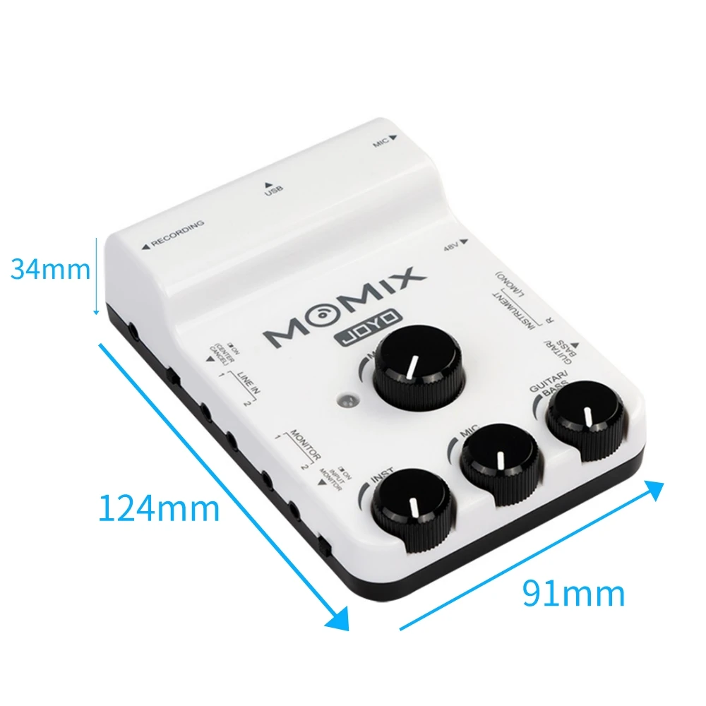 JOYO MOMIX Portable Sound Card For Guitar Bass Keyboard Recording Live Streaming Electronic Drum Instrumental Audio Mixer