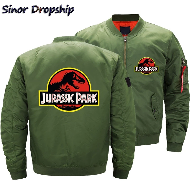 Jurassic Park Dinosaur Bomber Jackets Men Ma-1 Air Thick Pilot