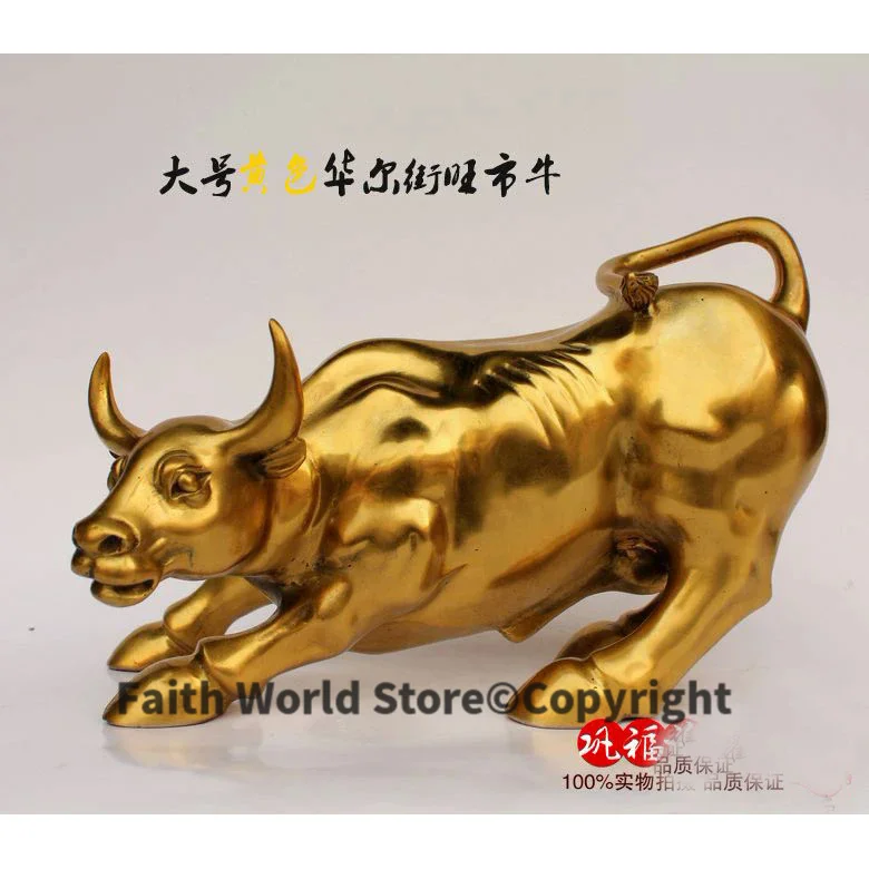 

LARGE # Business stock-market flourishes Golden Charging bull Mascot # Office home-efficacious Talisman Money Drawing COW statue