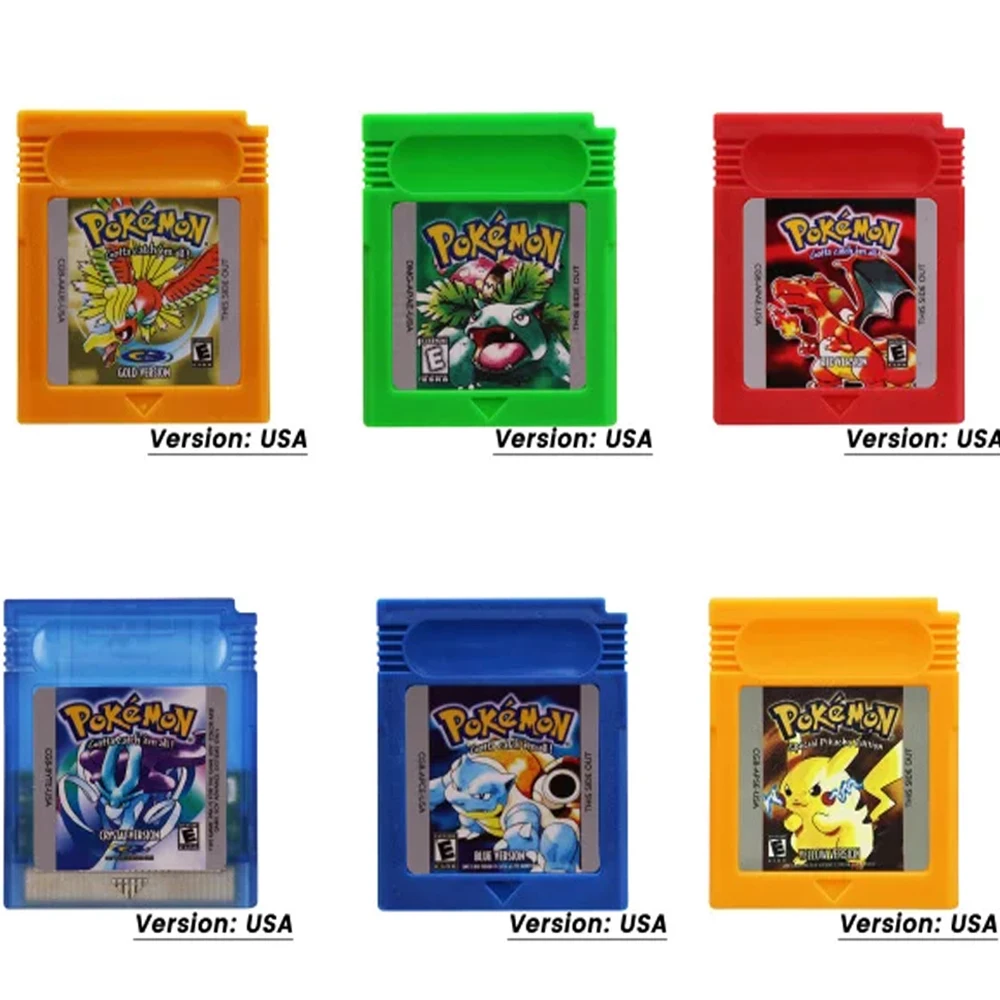 GBC Game Cartridge 16 Bit Video Game Console Card Pokemon Blue Crystal Golden Green Red Silver Yellow Multi-language for GBC/GBA