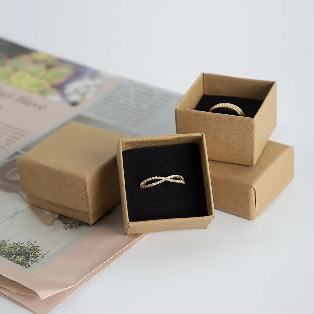10Pcs Kraft Paper Ring Storage Boxes, Gift Packaging