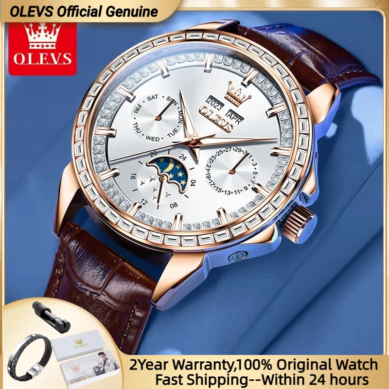 OLEVS High Quality Automatic Mechanical Watch for Men Waterproof Top Brand Luxury Moon Phase Men's Wristwatches Original Watches