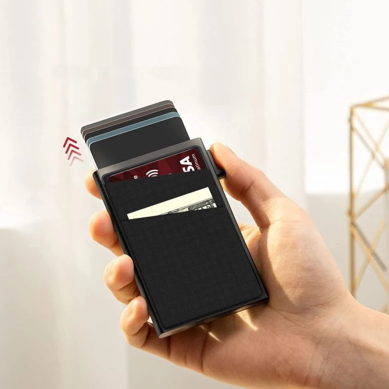 Automatic Pop Up Credit Card Holder for Men Alloy Simple RFID Blocking Cardholder Women's Purses Portable Slim Mini Wallets
