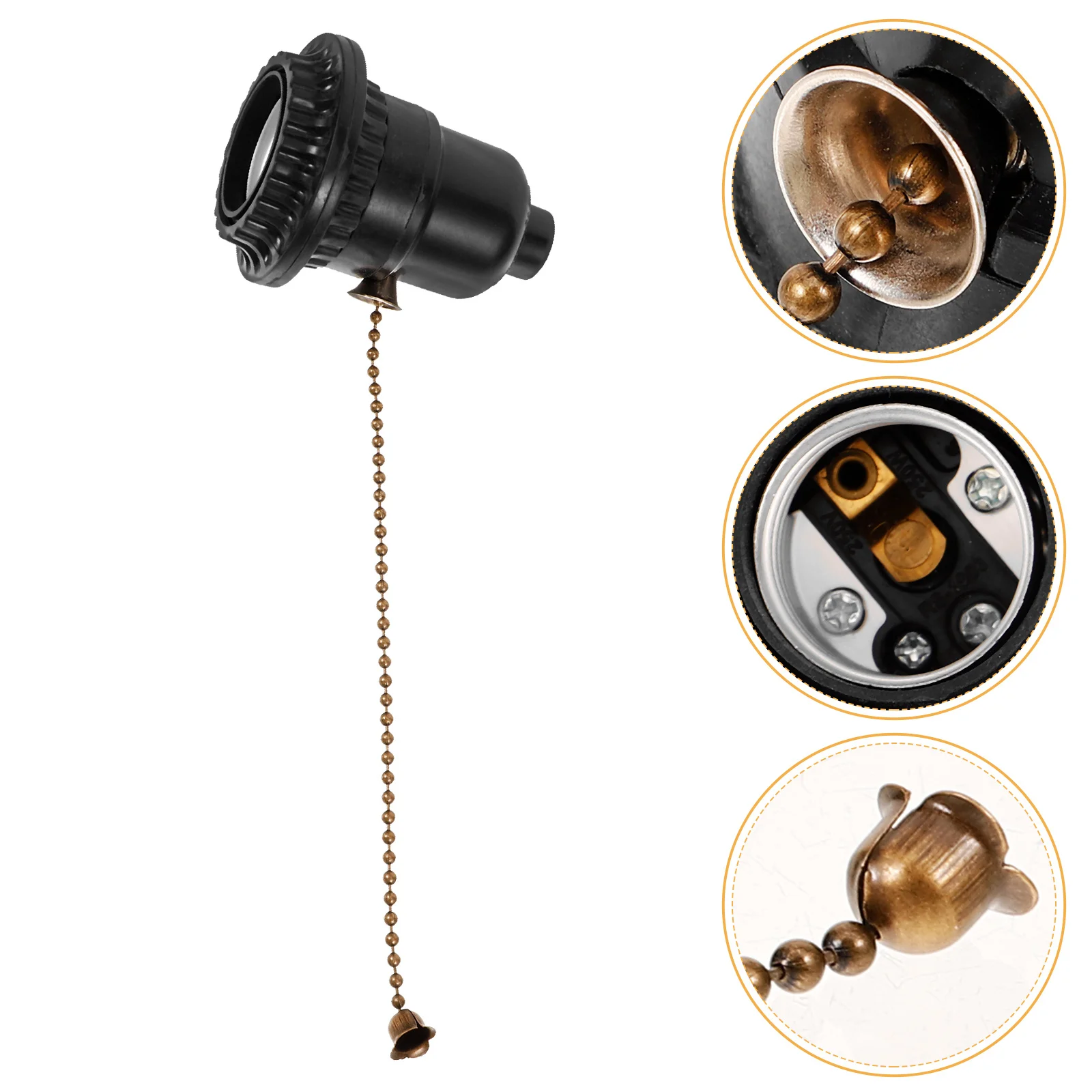 

Pull Chain Lamp Socket Bakelite Material Wear Resistant Lampholder Adjustable Angle Ceiling Light Holder Pull Chain Light Socket