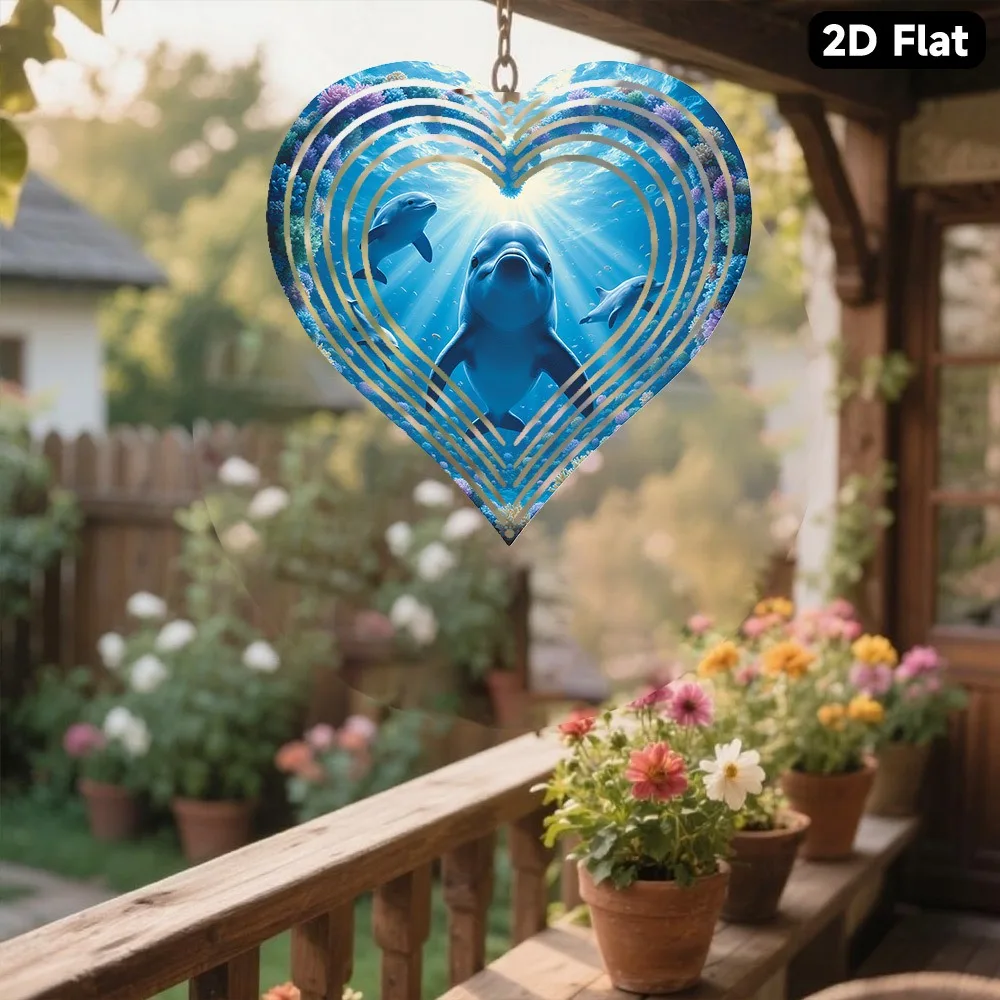 

Metal Dolphin Wind Chime Hanging Ornament Ocean Beach Decor Home Garden Gift
