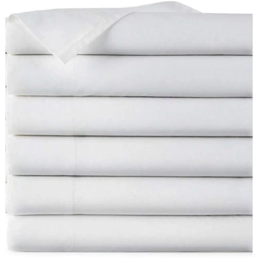 EOM Hotel Sheets - T180 Thread Count Cotton/Polyester lat Sheet - White Bed Sheets Great or Hotel, Hospital, and Home - hine Was