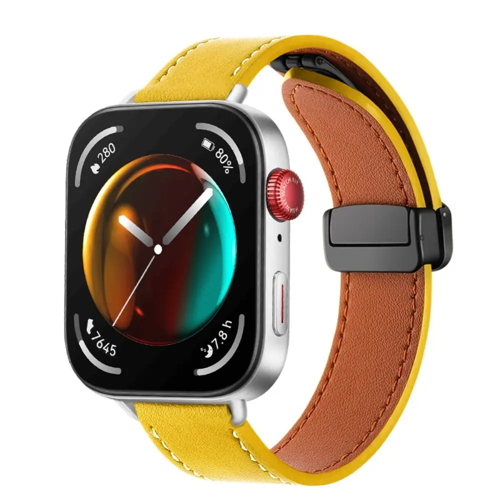 حزام جلدي مغناطيسي قابل للطي وإبزيم بديل لسوار المعصم وإكسسوارات الساعة الذكية لساعة Huawei Watch Fit 3