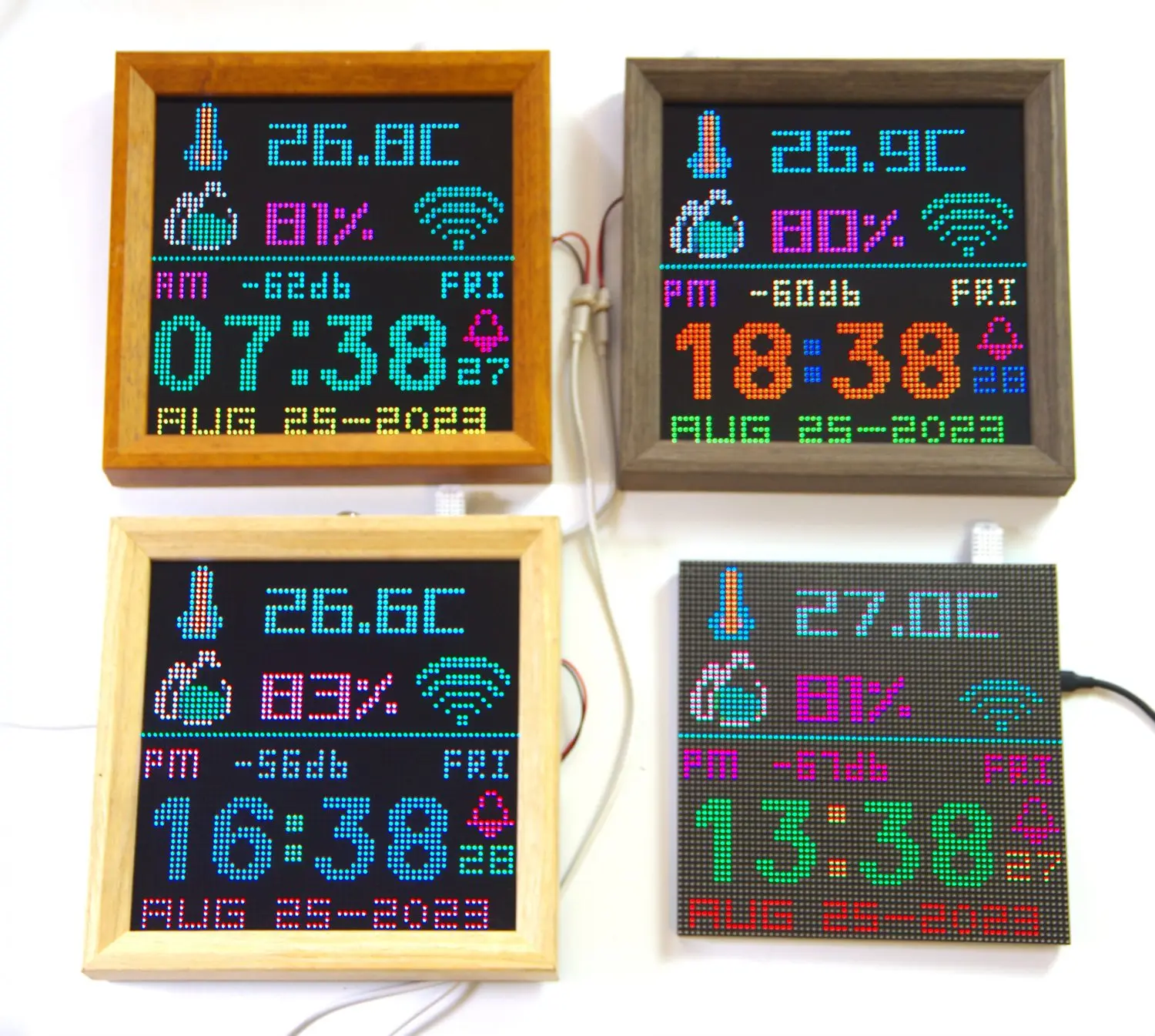 Digital Clock NTP Wall Clock Colorful LED Matrix Display  Temperature and humidity DHT22 Alarm Clock