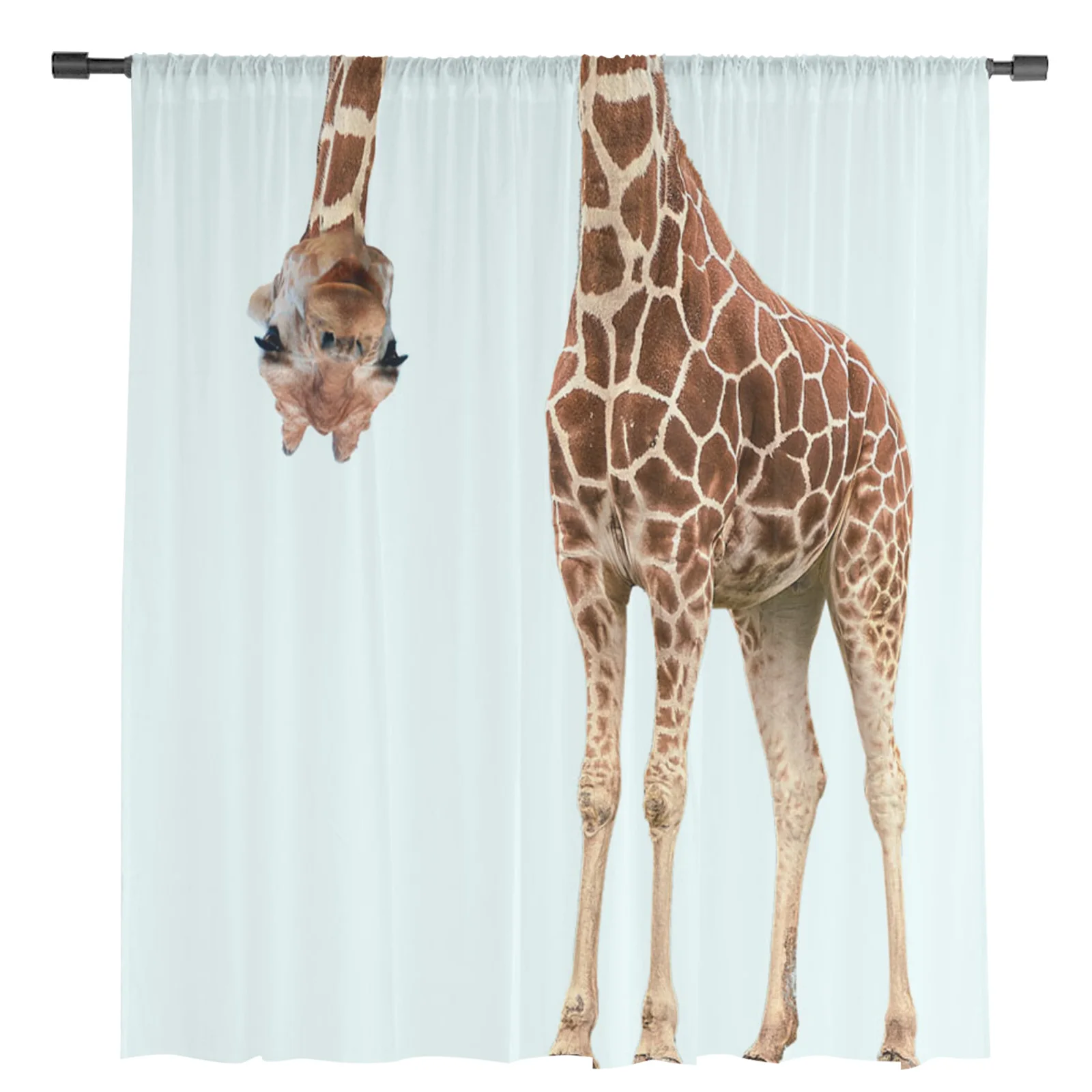 Animal Giraffe Probe Tulle Curtains for Living Room Chiffon Voile Sheer Window Curtain for Bedroom