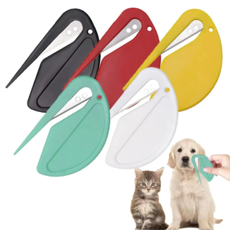 5pcs Pet Knot Cutter, Colorful Perfect De-tangling Tool for Cats, Small and Sharp Grooming Knot Remover  Pet Grooming