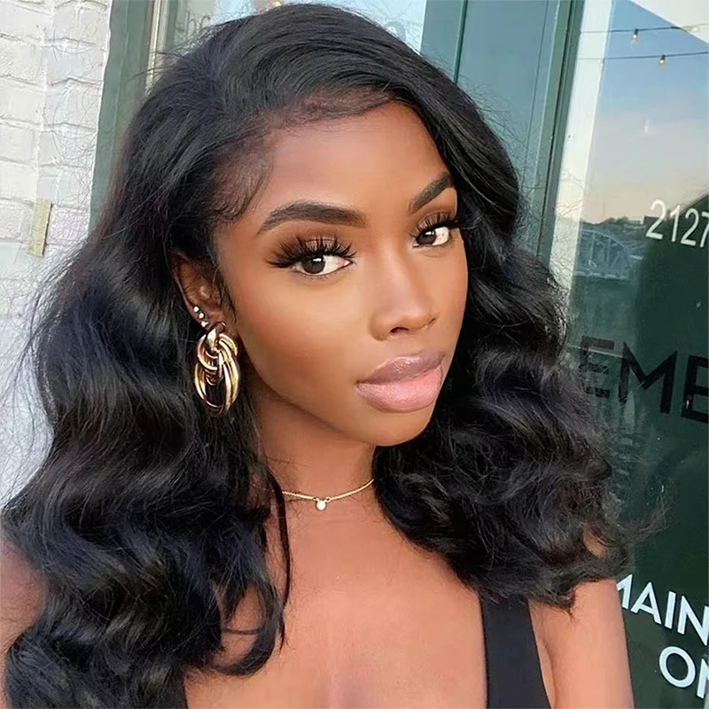 

Bob Wig Human Hair 13x4 Frontal Lace Wig 14 Inch Body Wave 180% Density Lace Front Wigs Human Hair Pre Plucked Bob Wig for Women