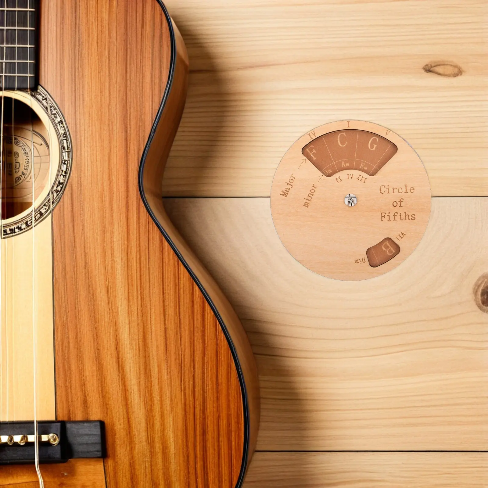 2Pcs Circle of Fifths Wheel Music Theory Wooden Melody Tool Guitar Piano Learning Aid Beginner and of Fifths Wheel