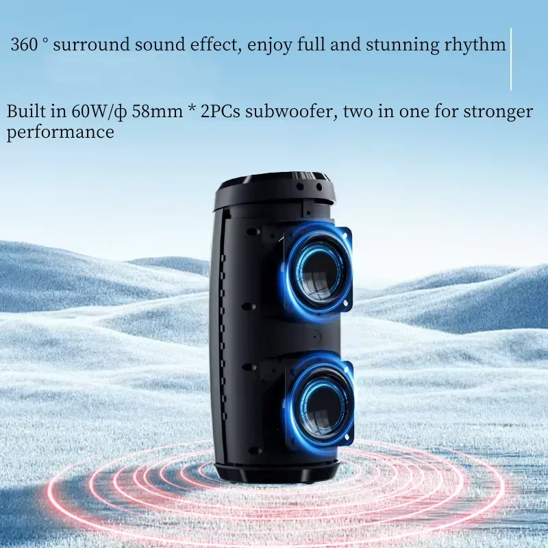 SODLK T29 Portable Bluetooth Speaker 60W Outdoor Waterproof Subwoofer Column 3D Stereo Surround Music Center with RGB Light TWS