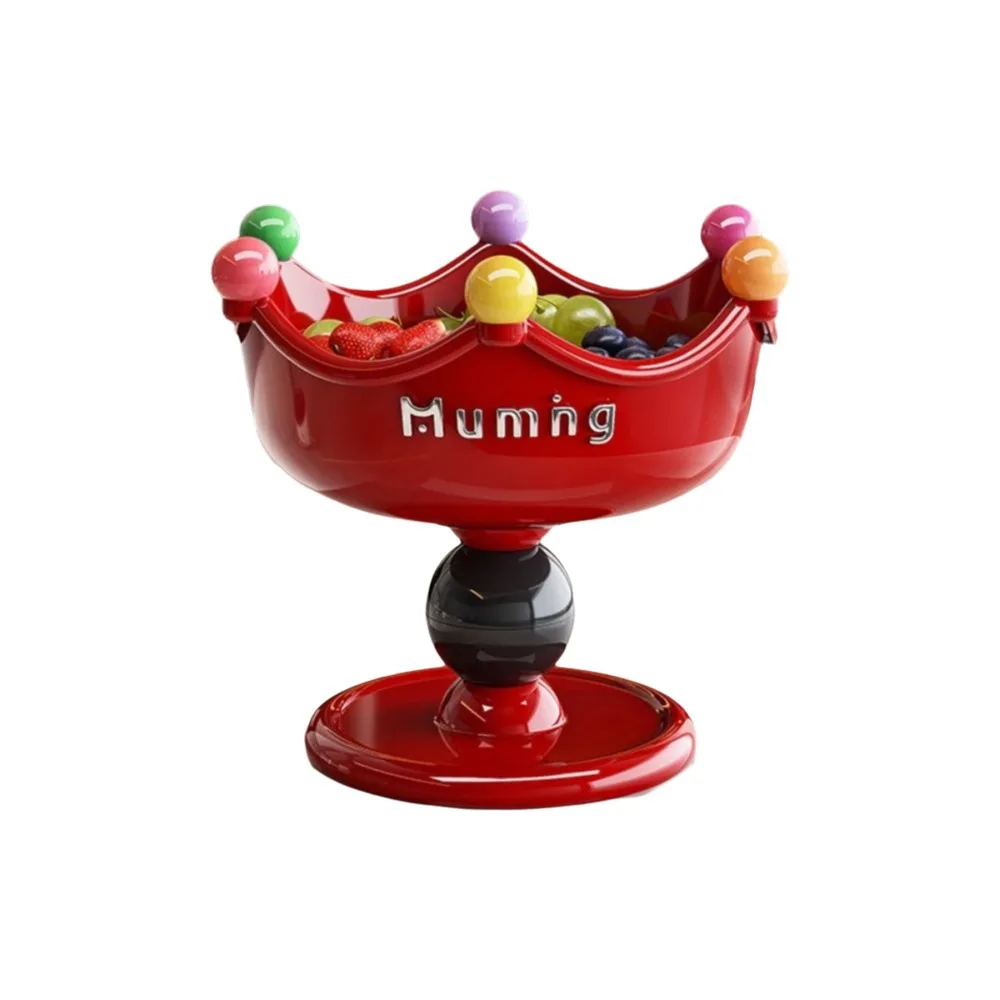 Durable Plastic High-footed Fruit Plate Cream Style Large Capacity Drain Fruit Plate Useful Detachable Drainage Tray Bedroom
