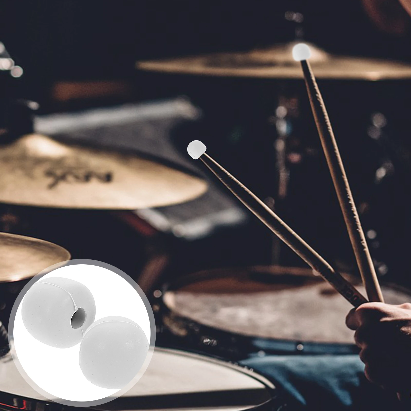 

Silent Hammer Head Drumstick Caps Practice Tips Portable Room Mute Tools Light Grey Percussion Accessories
