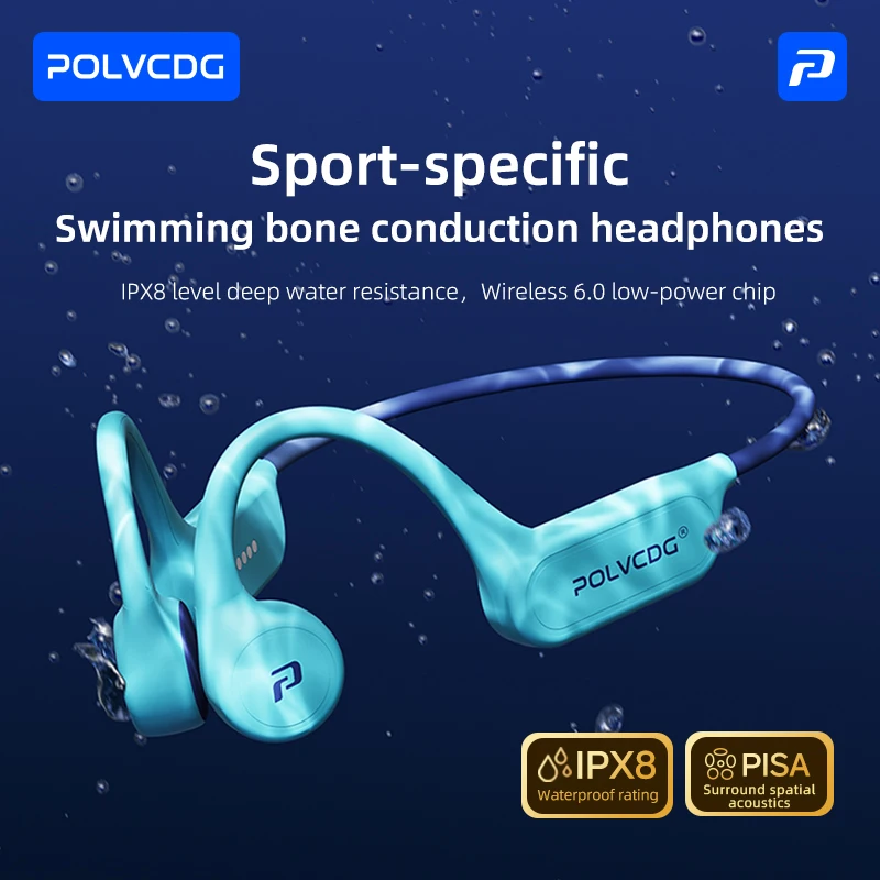 POLVCDG Bone Conduction Swimming Headphones X8 IPX8 8GB Storage 2026