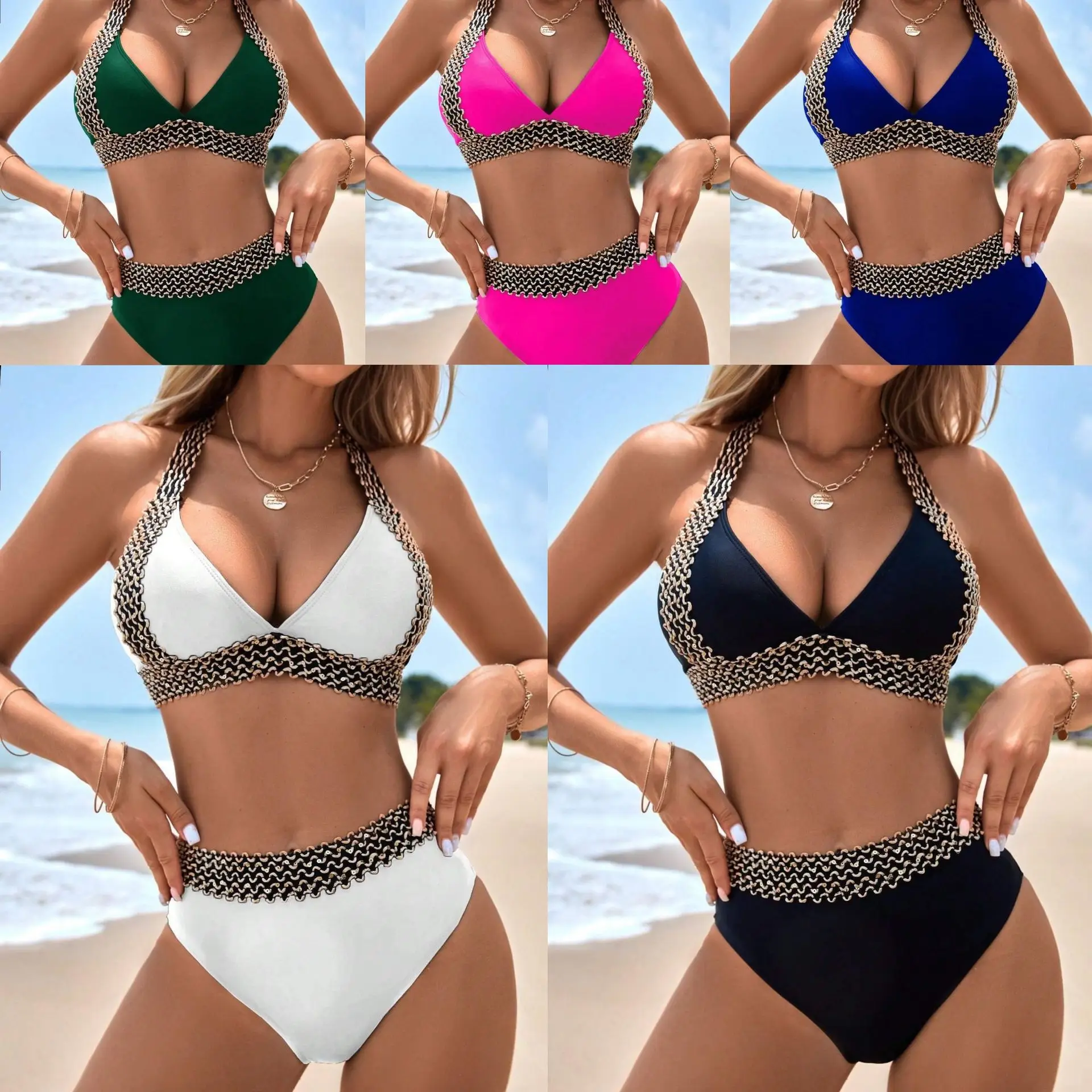 

New Split Swimsuit Women's Waist Slim Quick-drying European and American Sexy Bikini High-end Swimsuit Women