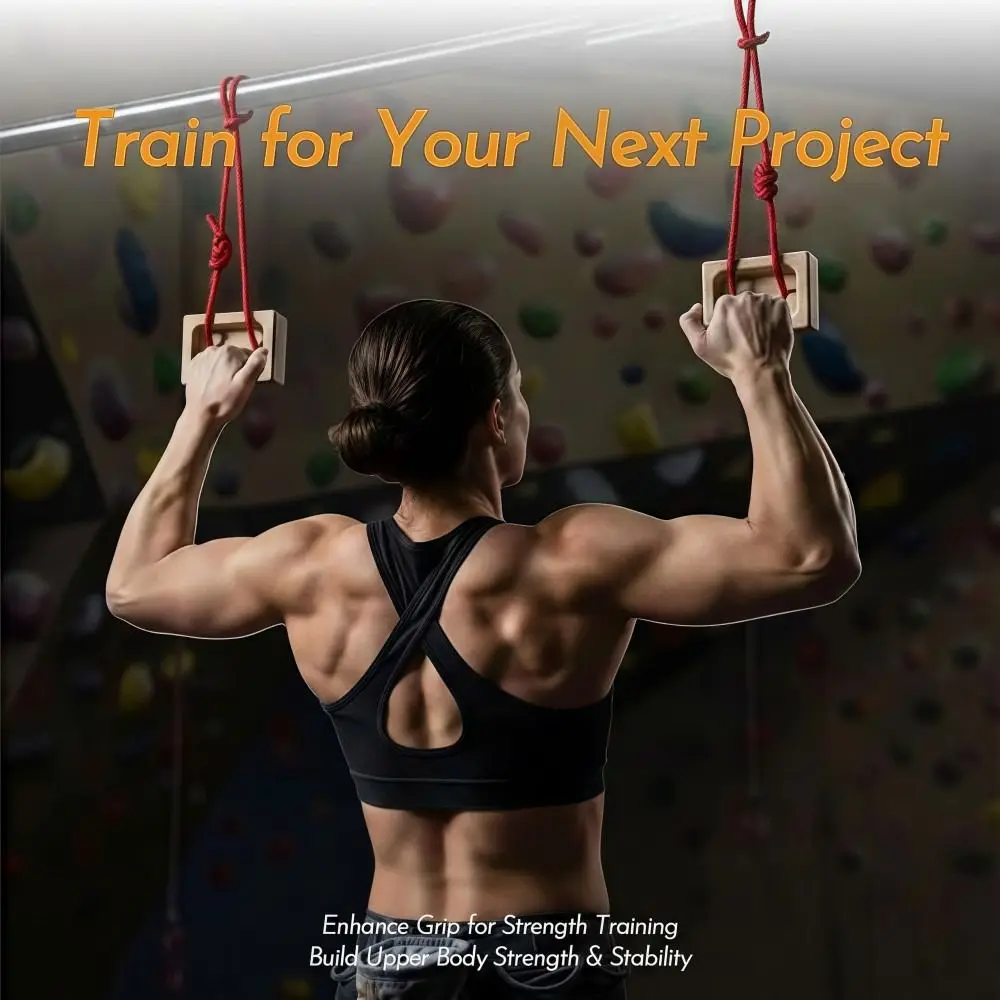 Wooden Climbing Hangboard Dual Pocket Portable Grip Blocks Sturdy Dual Depth Finger Strength Trainer Power Forearm Training