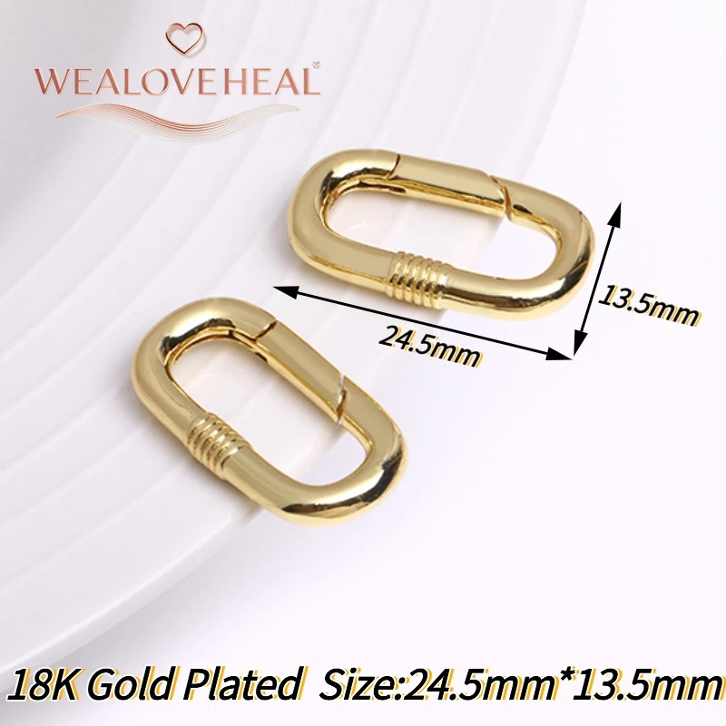 Hochwertige 18K vergoldete Messing-Karabinerhaken in Kreis-, Oval- und Herzform mit Druckverschluss für DIY-Schmuckherstellung. – Detail 33