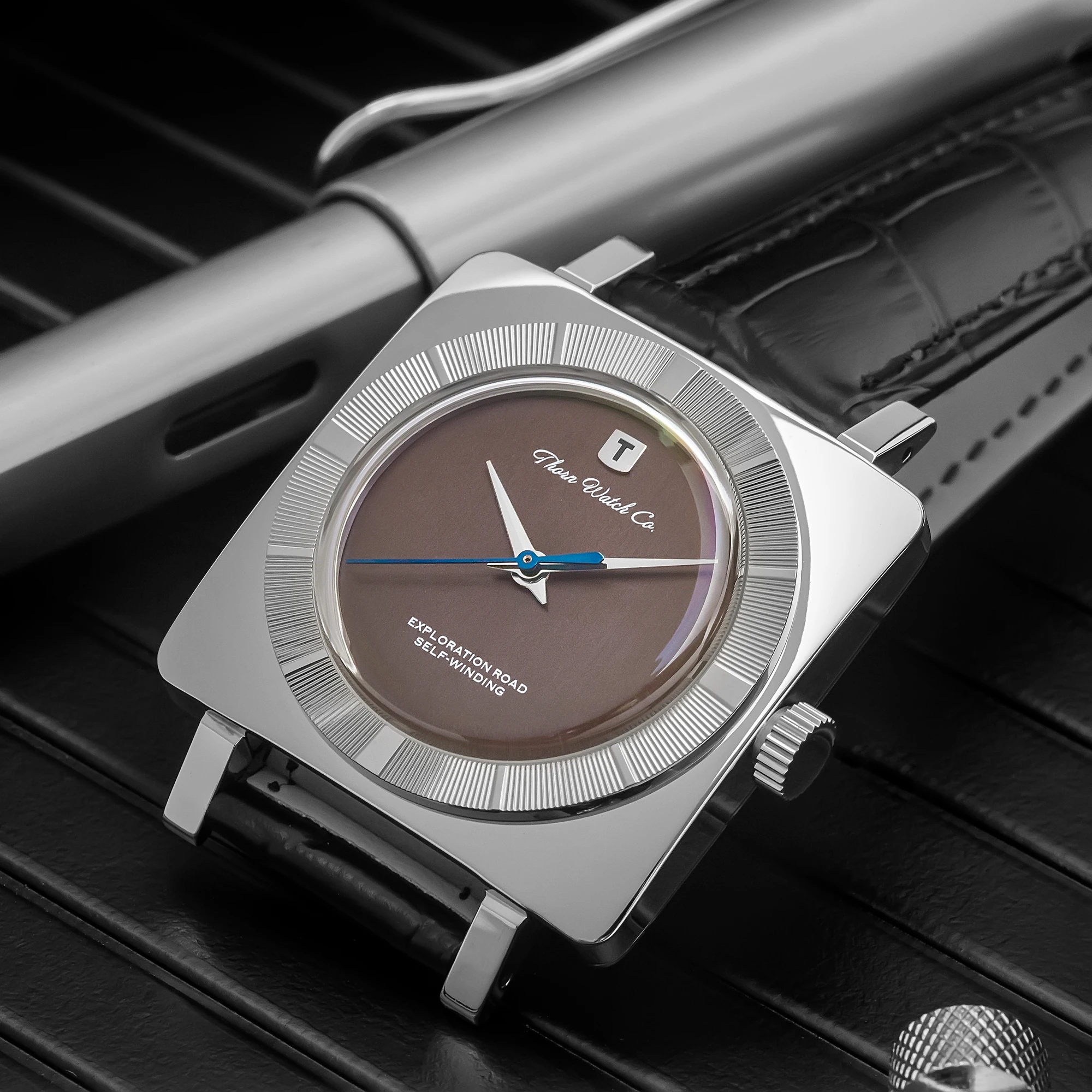 THORN T016 Automatic Mechanical Watch PT5000 Movement Sapphire Crystal 50M Waterproof Cow Leather Strap Men Women Wristwatch