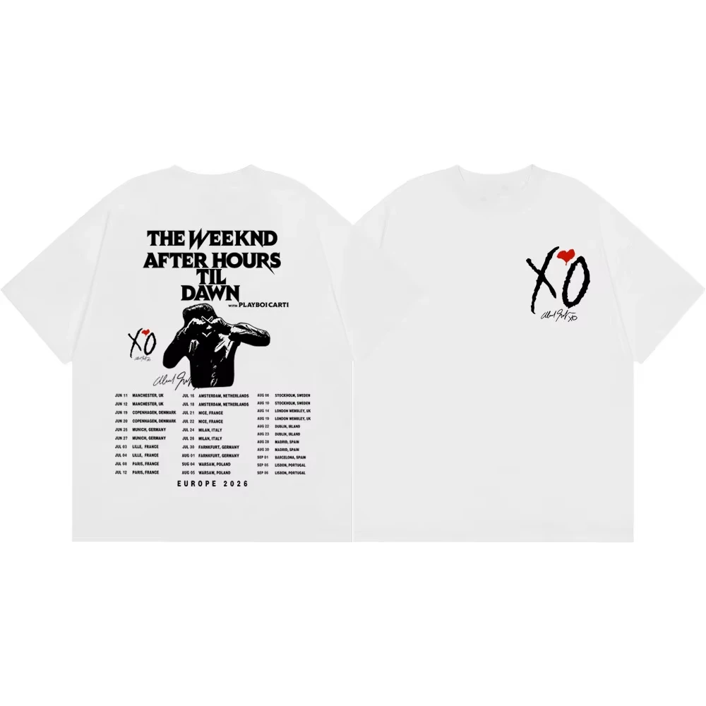 The Weeknd After Hours Til Dawn Tour 2026 Graphic T Shirt Hip Hop Vintage Short Sleeve T-shirts Men Women Casual Fashion T-shirt