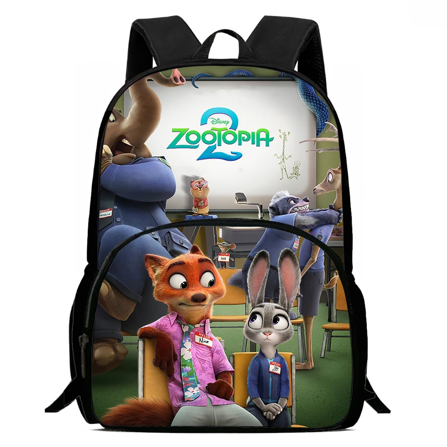 

Детский школьный рюкзак с передним карманом, школьные сумки с рисунком Zootopia2 для девочек и мальчиков, прочный детский рюкзак для школьников