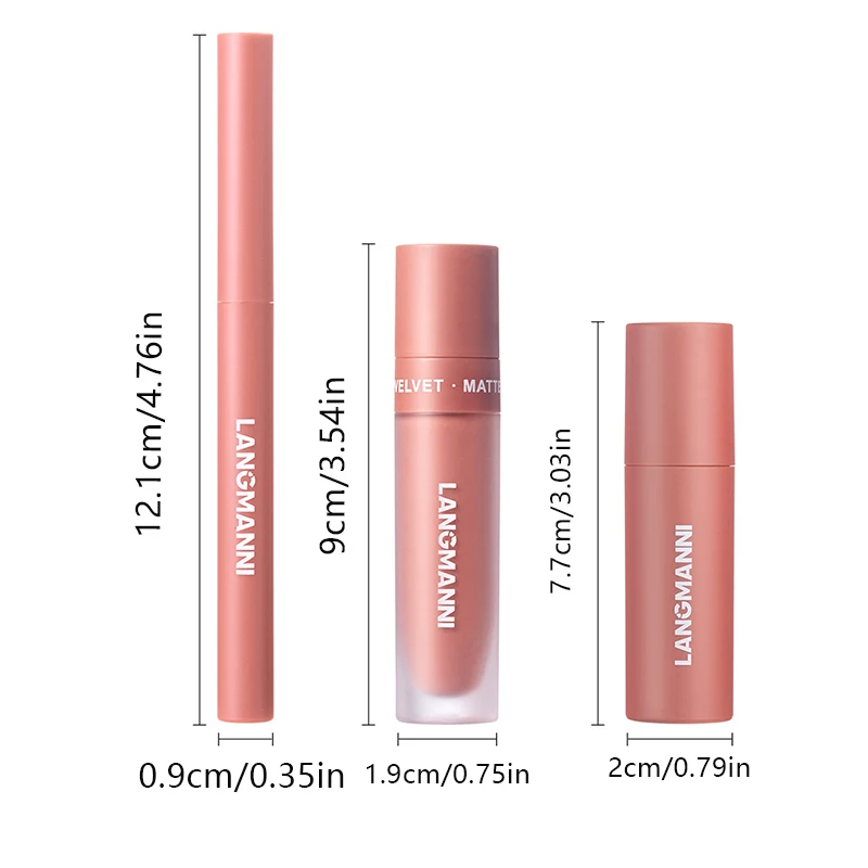 Set di 3 rossetti in velluto opaco, rossetti a lunga durata, rossetti liquidi e set di rossetti stick, tazze adesive impermeabili per tutte le S