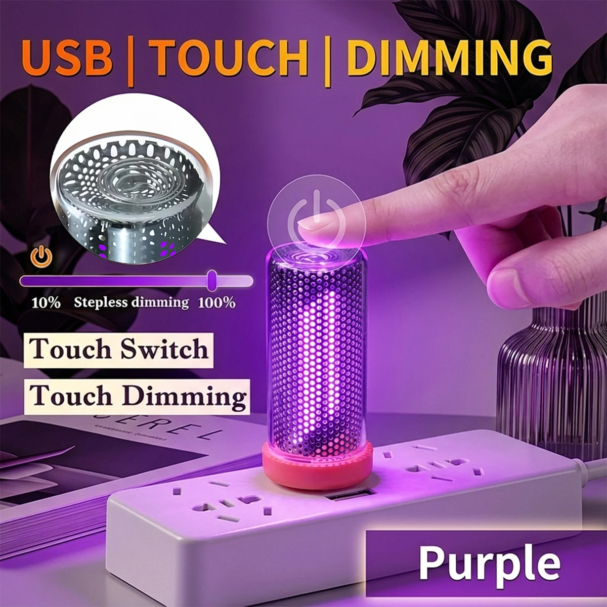 Touch LED Glass Bottle Night Light USB Desktop Dimmable Atmosphere Light Color Changing Light for Game Room Bedroom Decoration